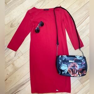 California inspired red dress combo set